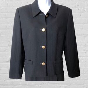 Escada by M.Ley Black Wool Herringbone Suit jacket